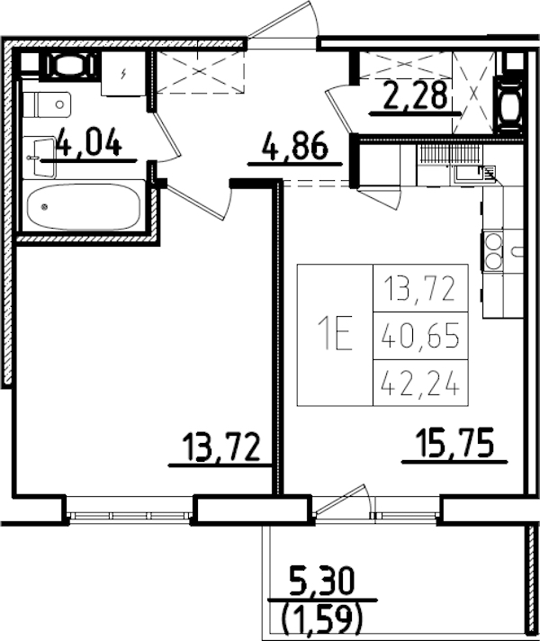 1-комнатная квартира 45.95 м², 9/9 эт., ЖК «IQ Гатчина 3»